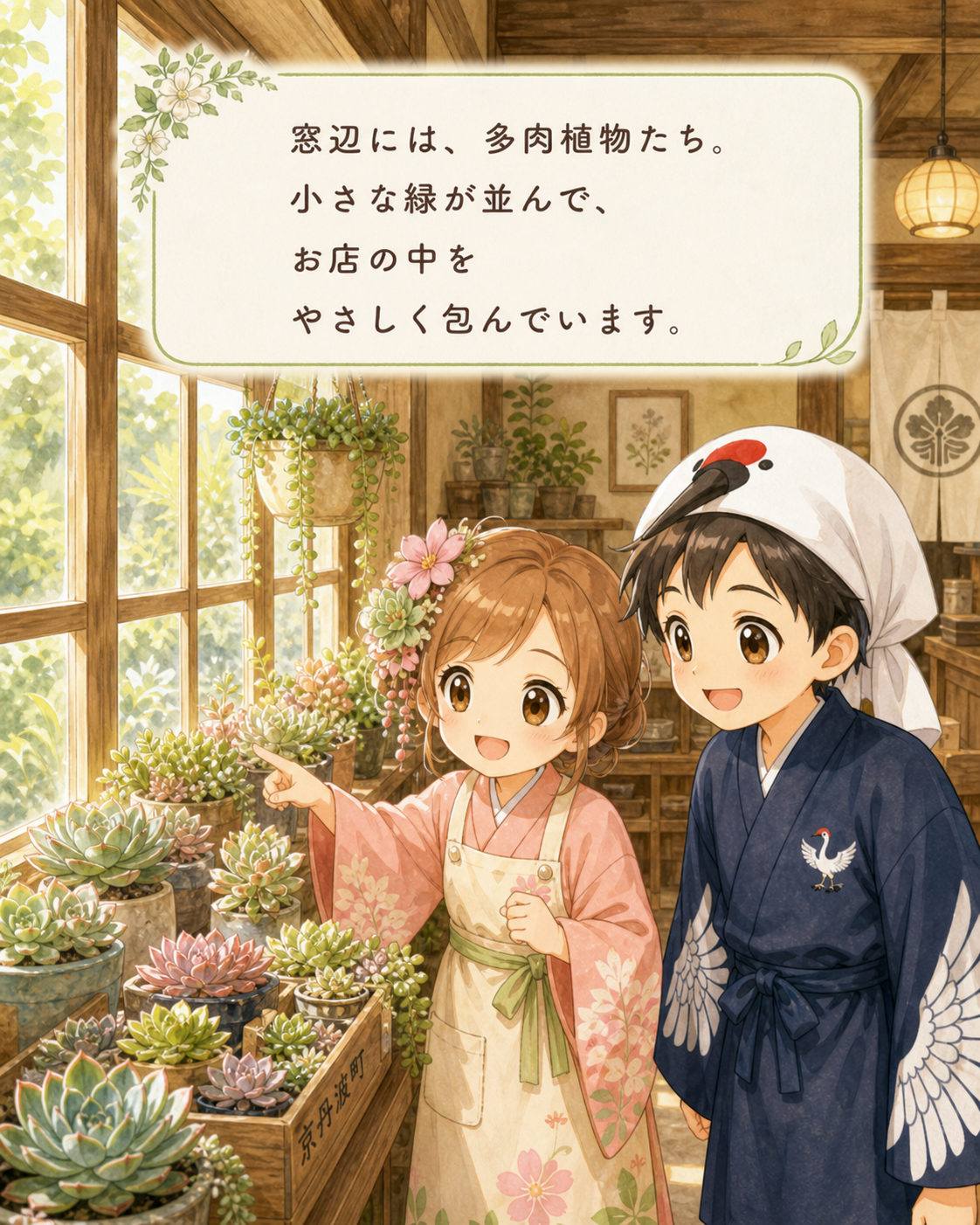 窓辺には、多肉植物たち